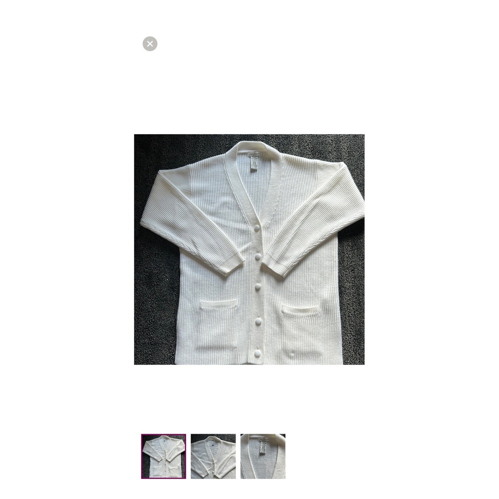 Liz Baker White Ribbed Button Front Long Sleeve Cardigan Sweater‎ Women's Small